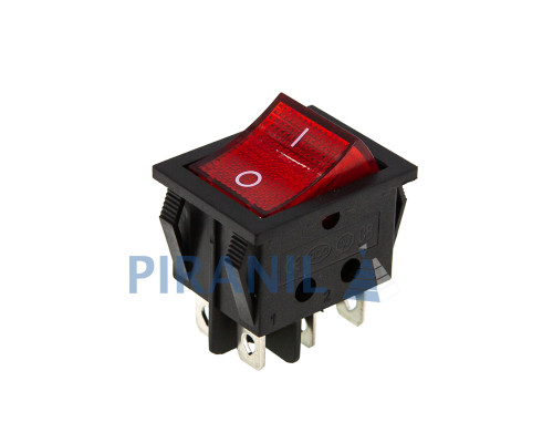 Кнопка QY604-201N (аналог KCD4) широкая (250V, 15A, 6 контактов)