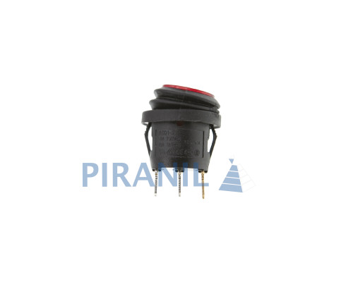 Кнопка KCD1-2 (250V, 6A) 3 контакти, із захистом, червона