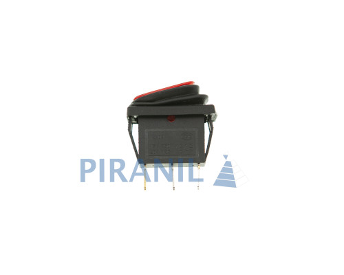 Кнопка KCD3 (250V, 15A) 3 контакти, із захистом, червона