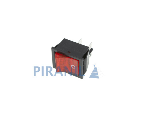 Кнопка KCD4 (250V, 15/30A), широка червона, 2 позиції, 4 контакти