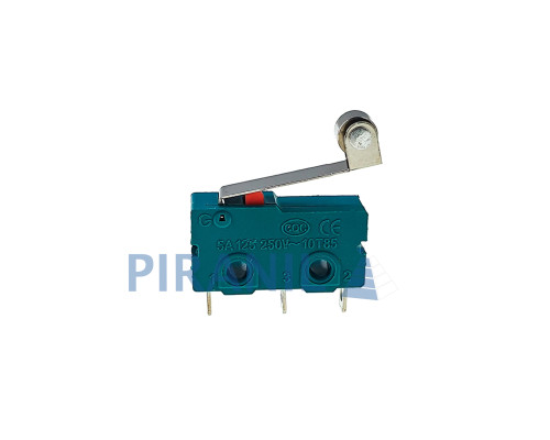 Мікровимикач Daier KW4-5 (250V, 5A, 20x11x6.1 мм), важіль 19 мм з роликом