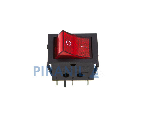 Кнопка QY604-201N (аналог KCD4) широкая (250V, 15A, 6 контактов)