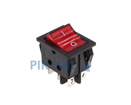 Кнопка QY604-201N (аналог KCD4) широкая (250V, 15A, 6 контактов)