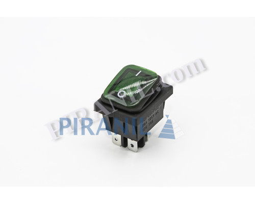 Кнопка FiLN KCD4 (250V, 16A) 4 контакти, із захистом, зелена