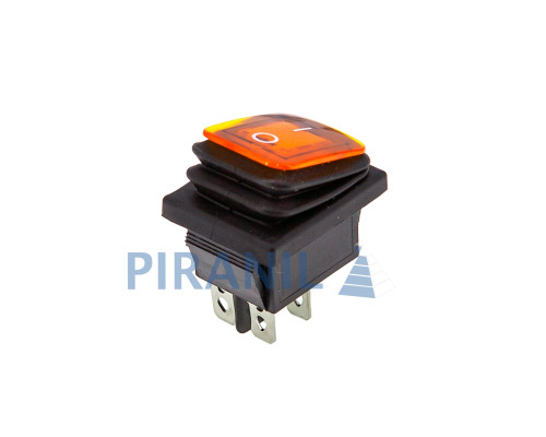 Кнопка KCD4 (250V, 16A) на 4 контакти, із захистом, помаранчева