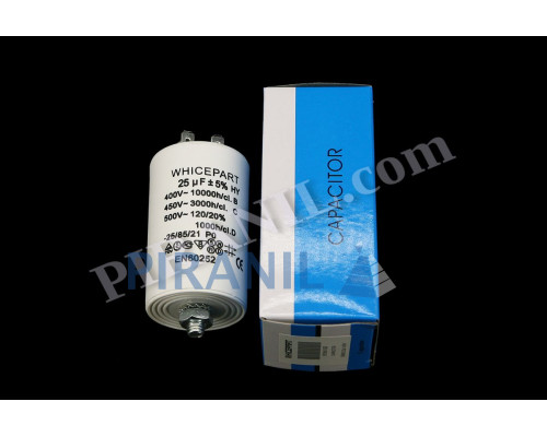 Конденсатор CBB60 25 мкФ 450V, з гайкою (Whicepart)