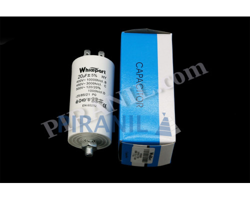 Конденсатор CBB60 20 мкФ 450V, з гайкою (Whicepart)