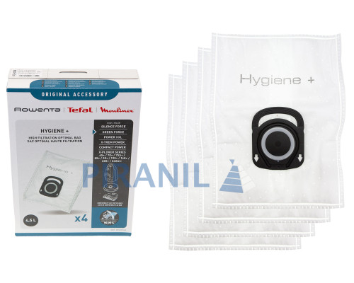 Набір одноразових мішків HYGIENE+ для пилососів Rowenta, Tefal, Moulinex, OBH Nordica (4 шт) - ZR200540