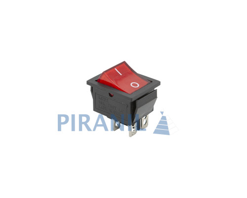 Кнопка KCD2 (250V, 15A, 4 контакти) червона