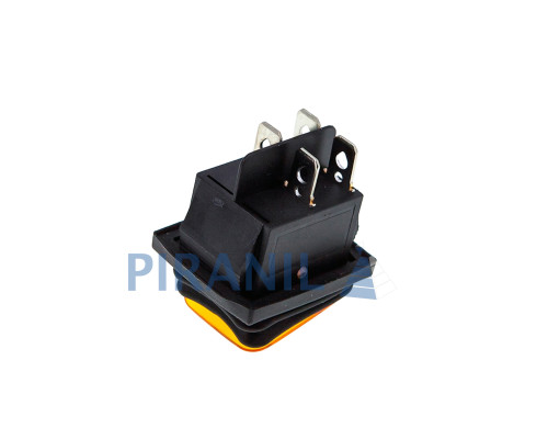 Кнопка KCD4 (250V, 16A) на 4 контакти, із захистом, помаранчева