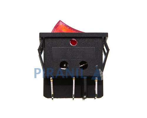 Кнопка QY604-201N (аналог KCD4) широкая (250V, 15A, 6 контактов)