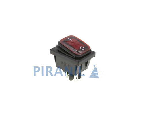Кнопка FiLN KCD4 (250V, 16A) на 4 контакти, із захистом, червона