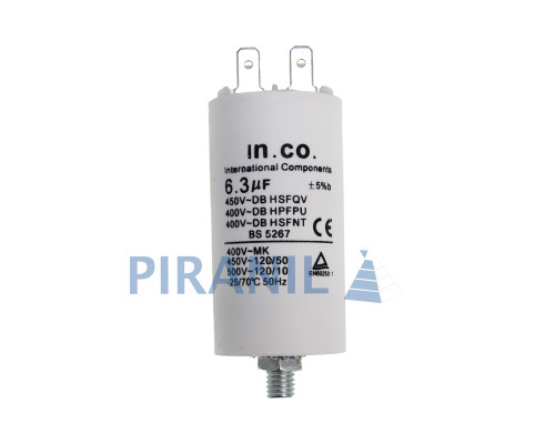 Конденсатор CBB60 6.3 мкФ 450V, з гайкою (in.co.)