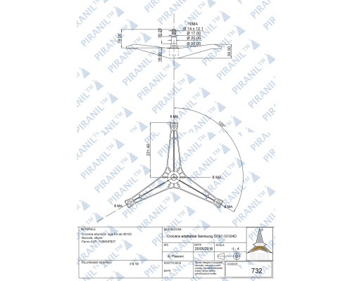 Хрестовина для пральної машини Samsung (H=78 мм, на 3.5 кг) - DC97-00124D / cod. 732 / 168SU04