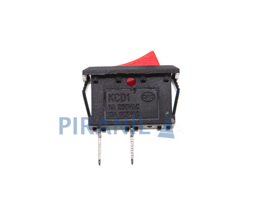 Кнопка KCD1 (250V, 6A) червона, 2 контакти