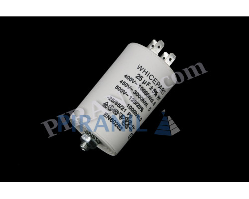 Конденсатор CBB60 25 мкФ 450V, з гайкою (Whicepart)