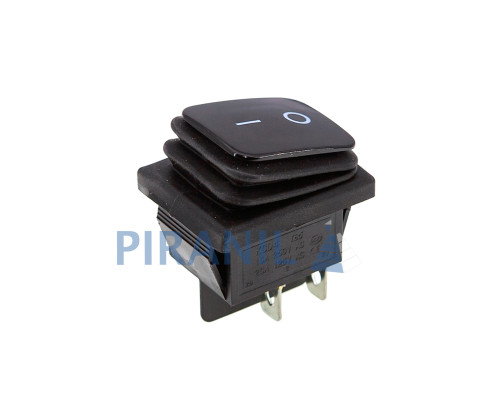 Кнопка KCD4 (250V, 16A) на 4 контакти, із захистом, чорна