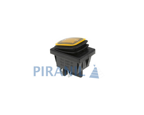 Кнопка FiLN KCD4 (250V, 16A) 4 контакти, із захистом, жовта