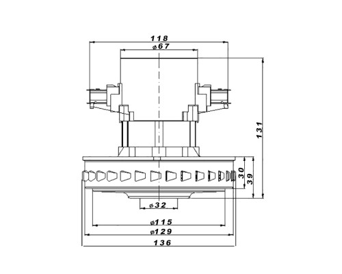 Двигун LPA HWX-CG22 (1400W, H=131 мм, d=129 мм) для миючого порохотяга Sparky VC1431 MS