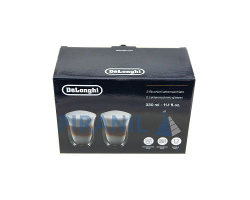 Набір склянок DeLonghi DLSC312 для лате-мак'ято (330 мл, 2 шт) - 5513284171
