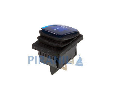 Кнопка KCD4 (250V, 16A) на 4 контакти, із захистом, синя