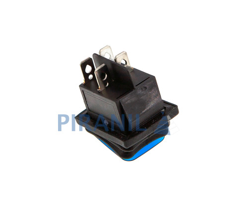 Кнопка KCD4 (250V, 16A) на 4 контакти, із захистом, синя