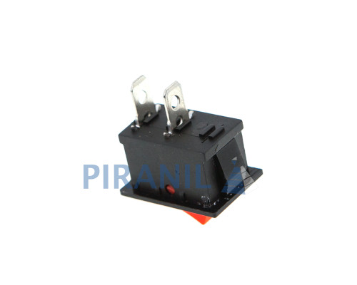Кнопка KCD1 (250V, 6A) червона, 2 контакти