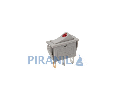 Кнопка KCD3 вузька сіра (250V, 16A, 3 контакти)