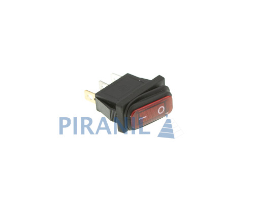 Кнопка KCD3 (250V, 15A) 3 контакти, із захистом, червона