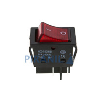 Кнопка KCD4-201N-B (250V, 30A, 4 контакти), з підсвіткою