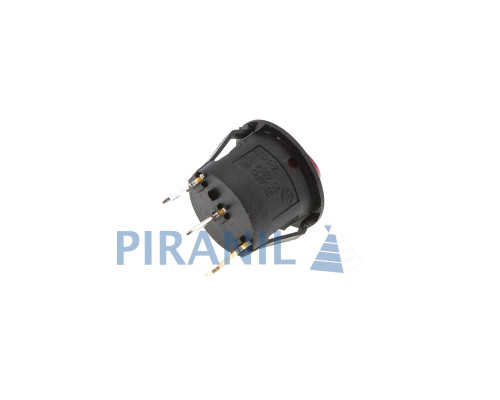 Кнопка KCD1-2 (250V 6A) чорно-червона, 3 контакти