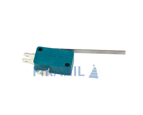 Мікроперемикач Whicepart KW1-103-4 (SPDT,  250V 16(5)A) (28x16x10 мм, клеми 4.8 мм), важіль 53 мм