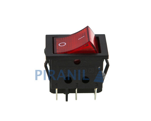 Кнопка QY604-201N (аналог KCD4) широкая (250V, 15A, 6 контактов)