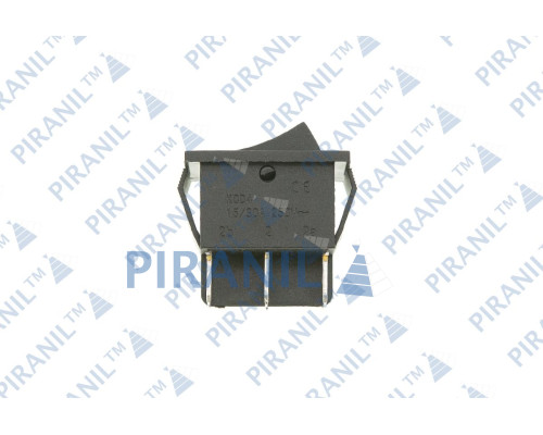 Кнопка KCD4 (250V, 15A) широка чорна, 3 позиції, 6 контактів