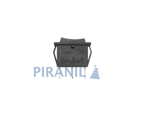 Кнопка KCD3 (250V, 15A) чорна, 3 позиції, 3 контакти