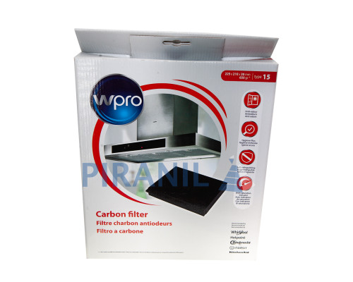 Фільтр вугільний Wpro для витяжки AEG, Elica, Whirlpool (225x210x30 мм) - 484000008575 / C00380078
