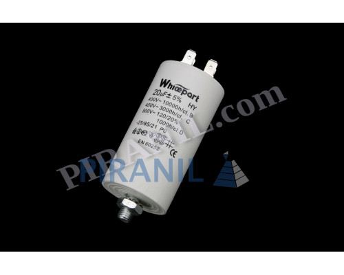 Конденсатор CBB60 20 мкФ 450V, з гайкою (Whicepart)