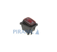 Кнопка KCD4 (250V, 16A) на 4 контакти, із захистом, червона