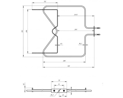 ТЕН для духовки Bauknecht, Privileg, Whirlpool (Sahterm 5W100010, 1150W), нижній - C00857528 (зам. 481010375734)
