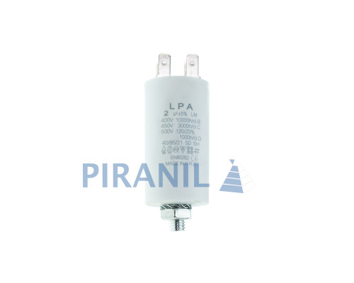 Конденсатор CBB60 2 мкФ 450V, с клеммами, резьбовым креплением и гайкой (LPA)