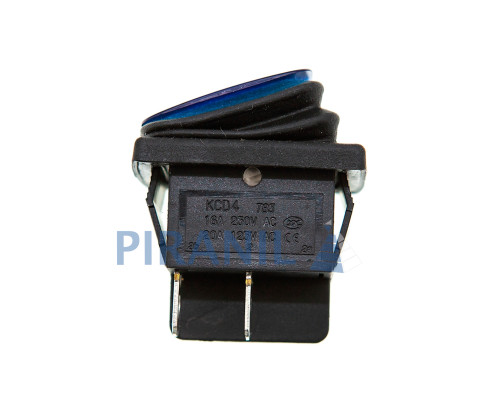Кнопка KCD4 (250V, 16A) на 4 контакти, із захистом, синя