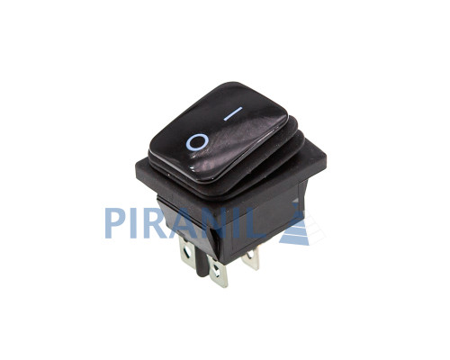 Кнопка KCD4 (250V, 16A) на 4 контакти, із захистом, чорна