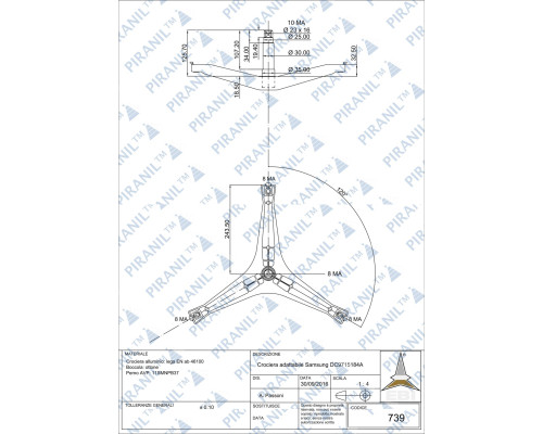 Хрестовина для пральної машини Samsung (H=126 мм) - DC97-15184A / DC60-00078A / DC60-00078B / DC97-15963B / cod. 739
