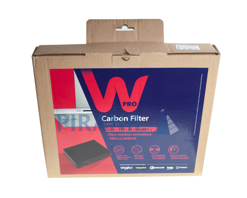 Фільтр вугільний Wpro для витяжки AEG, Elica, Whirlpool (225x210x30 мм) - 484000008575 / C00380078