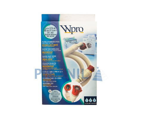 Шланг подачі води Wpro (2.5 м, 3/4") з функцією AquaStop - 481953028926