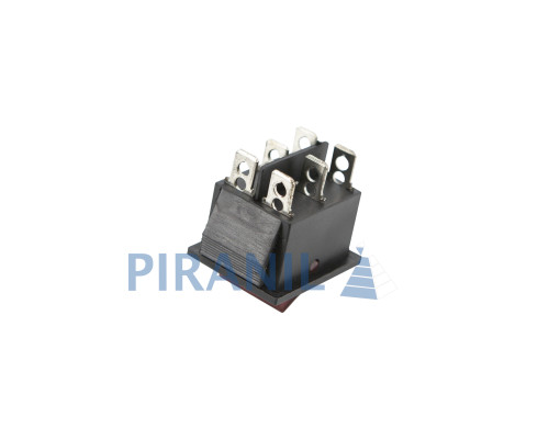 Кнопка KCD2 (250V, 15A, 6 контактів) чорно-червона