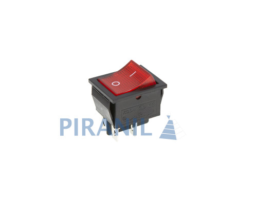 Кнопка KCD4 (250V, 15/30A), широка червона, 2 позиції, 4 контакти