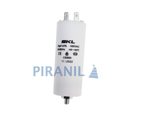 Конденсатор CBB60 26 мкФ 450V, з гайкою (SKL CAP029UN)