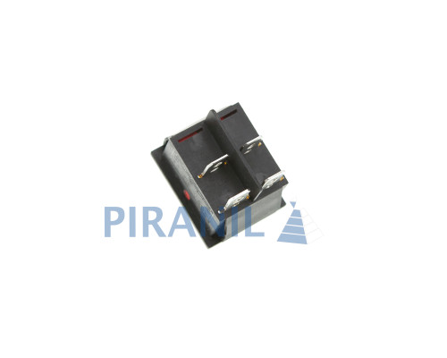 Кнопка KCD4 (250V, 15/30A), широка червона, 2 позиції, 4 контакти