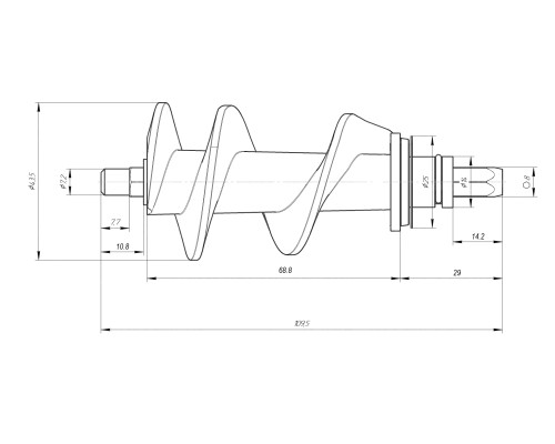 Шнек для м'ясорубки Moulinex, Tefal, Rotex, Smart (L=109.5 мм) - MS-651184 / SS-1530000259